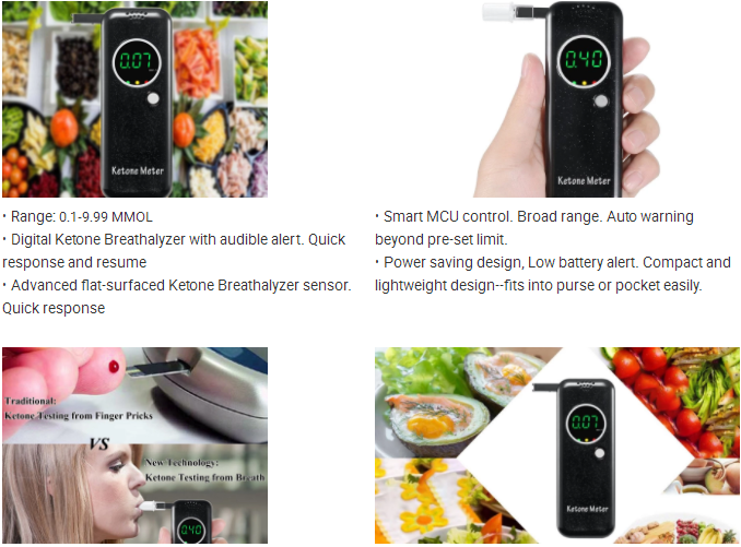 Portable Ketone Breath Analyzer , Digital Ketone Breathalyzer With 6