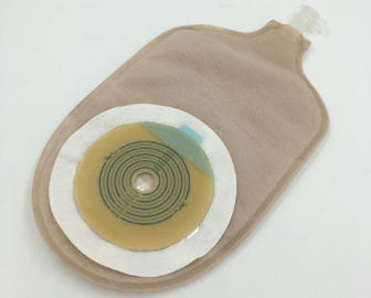 Beige Disposable Medical Products / One Piece Close Pouch Disposable Colostomy Bags